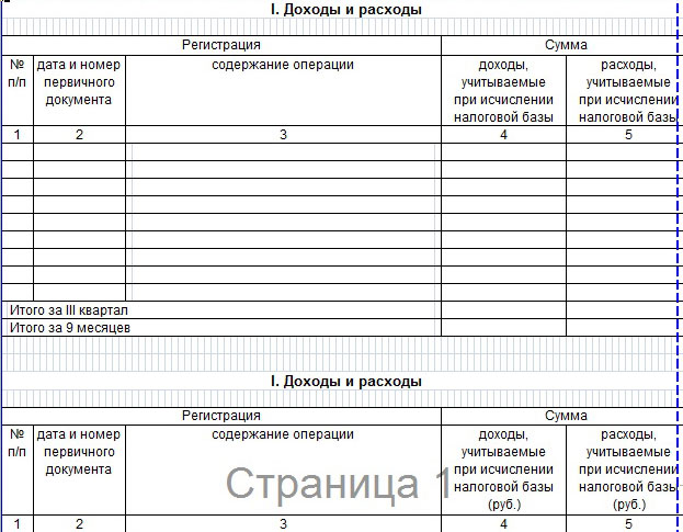 Книга доходов распечатать